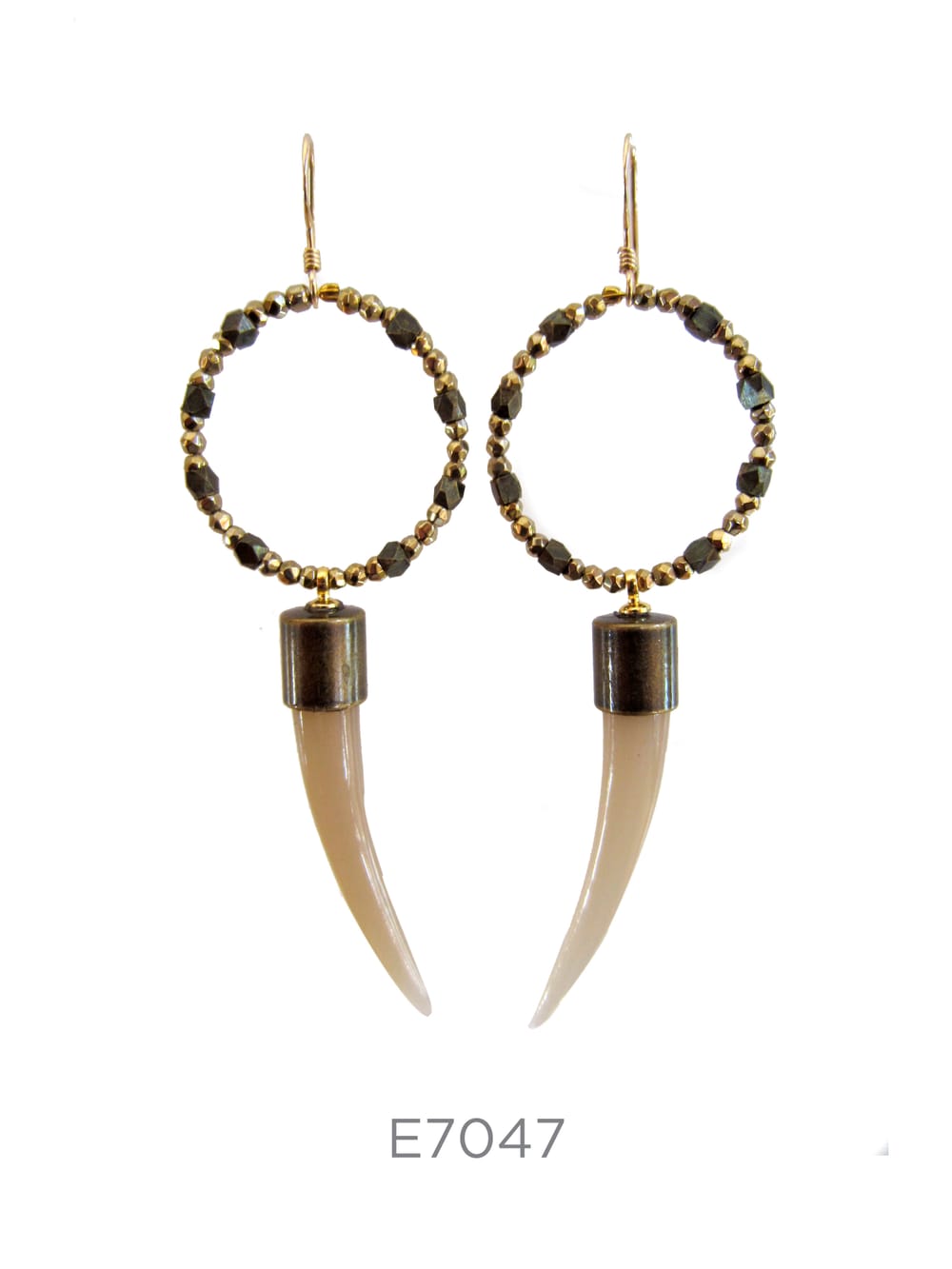 Pyrite Hoops with ivory horn